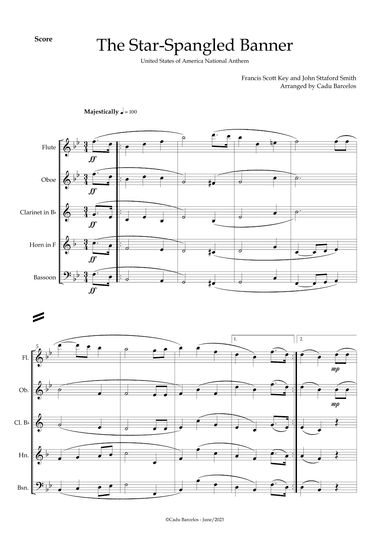 The Star-Spangled Banner - EUA Hymn (Woodwind Quintet) (arr. Cadu Barcelos)