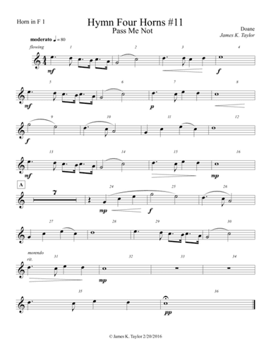 PASS ME NOT (Horn Quartet #11) (arr. James K. Taylor)