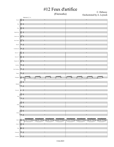 C. Debussy - Prelude #12 (II),"Fireworks ", Orchestrated by A. Leytush - Score Only