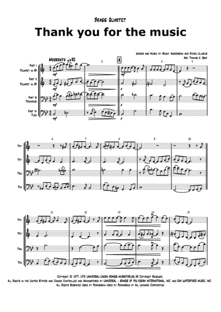 Thank You For The Music (arr. Thomas Graf)