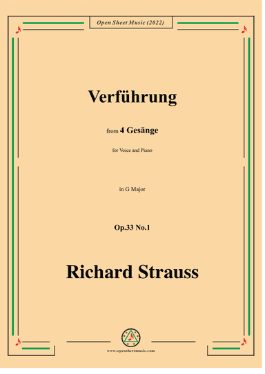 Richard Strauss-Verführung,in G Major,Op.33 No.1 (arr. OSM Press)