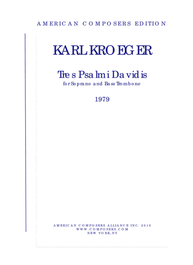 [Kroeger] Tres Psalmi Davidis