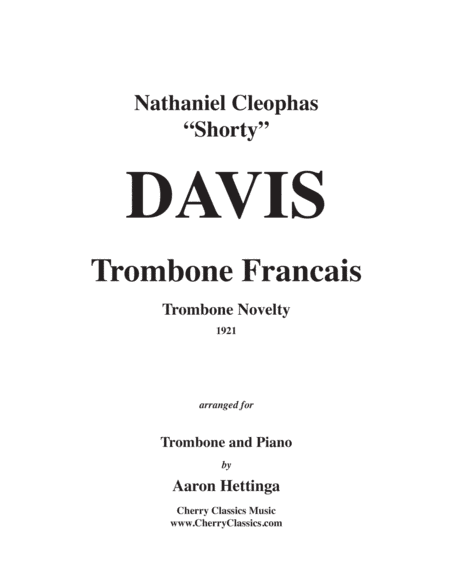 Trombone Français for Trombone and Piano (arr. Aaron Hettinga)
