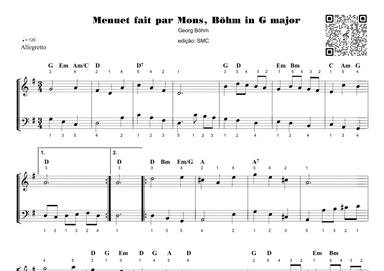 Menuet fait par Mons, Böhm in G major (arr. Piano)