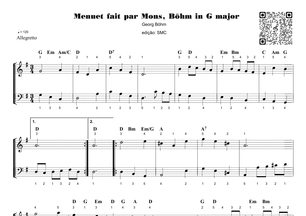 Menuet fait par Mons, Böhm in G major (arr. Piano)