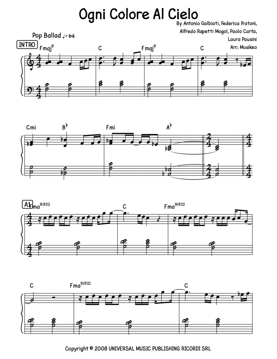 Ogni Colore Al Cielo (arr. Musikeo)