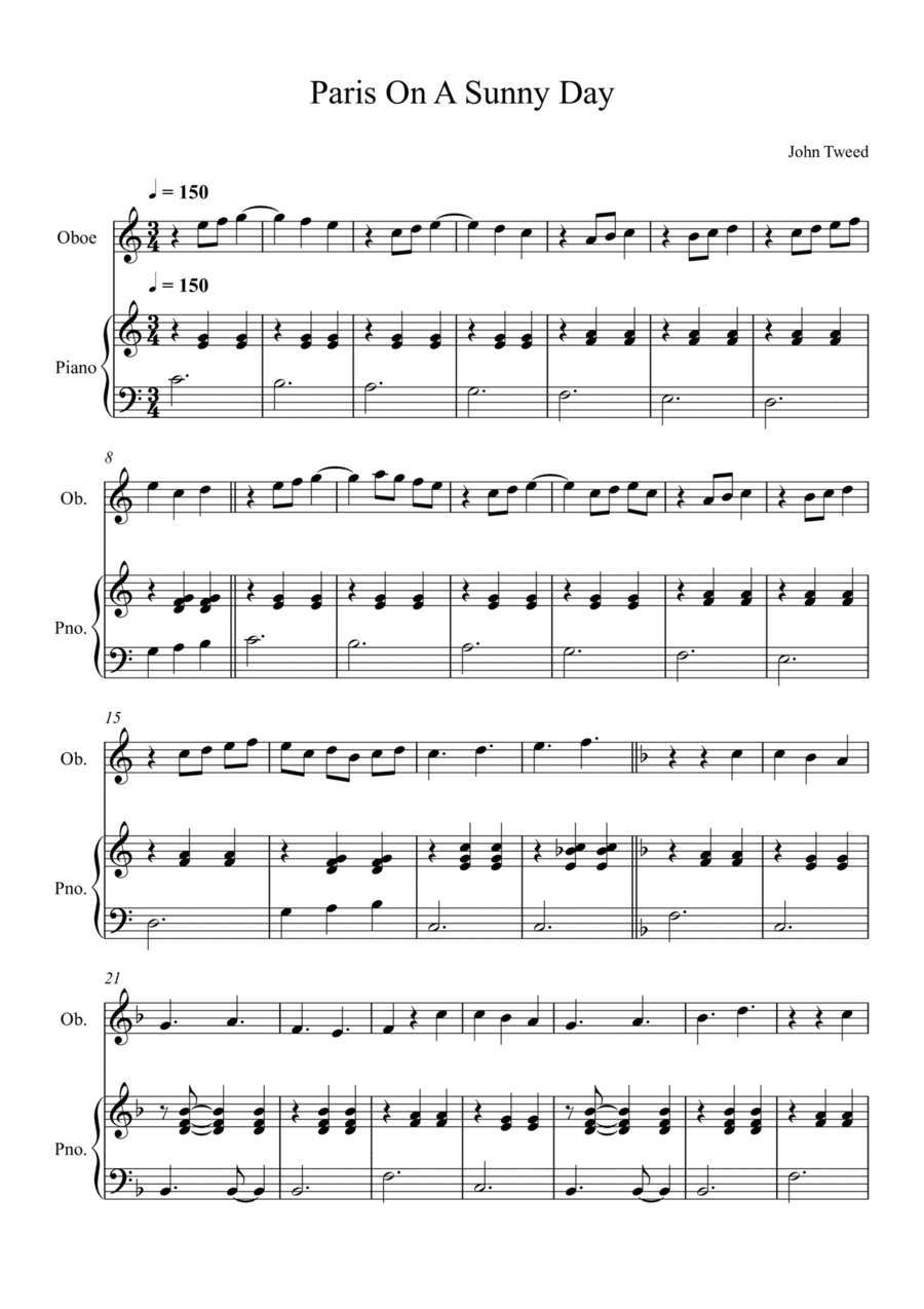 Paris On A Summer Day for Oboe and Piano
