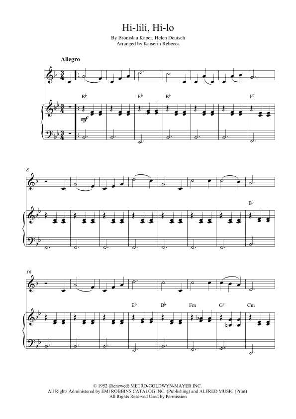Hi-lili, Hi-lo (arr. Kaiserin Rebecca)