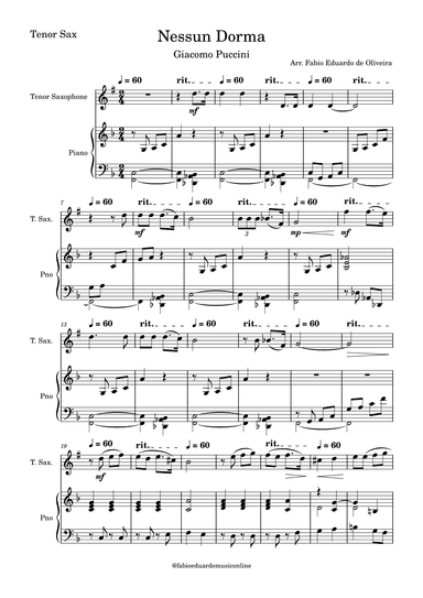 Nessun Dorma (Puccini) (arr. Fabio Eduardo de Oliveira)