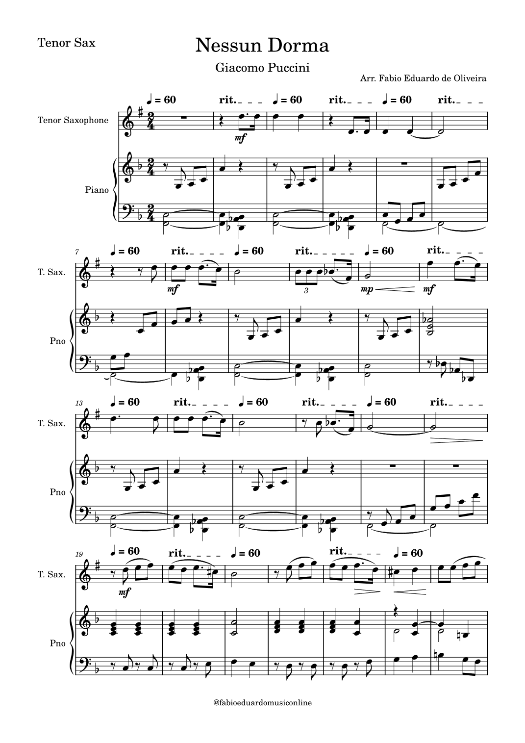 Nessun Dorma (Puccini) (arr. Fabio Eduardo de Oliveira)