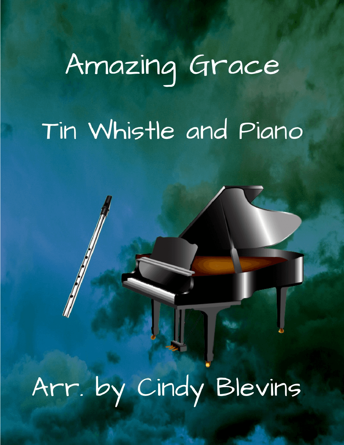 Amazing Grace, Piano and Tin Whistle (D) (arr. Cindy Blevins)