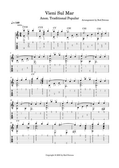 Vieni Sul Mar (arr. Rod Petrone)