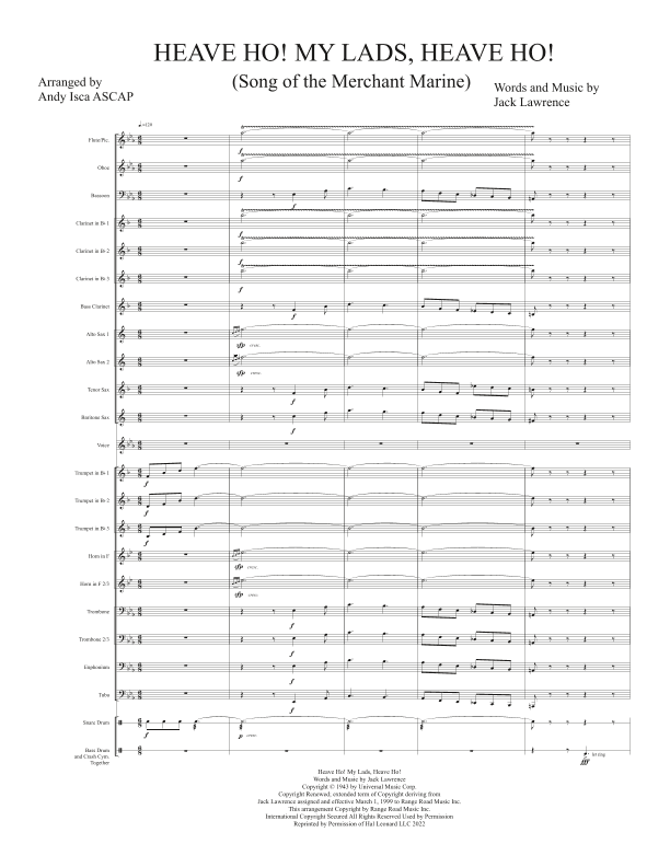 Heave Ho, My Lads, Heave Ho (arr. Andy Isca ASCAP)