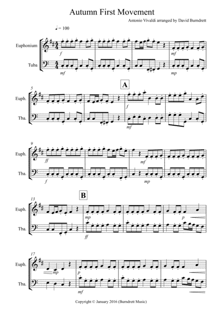 Autumn "Four Seasons" for Euphonium and Tuba Duet (arr. David Burndrett)