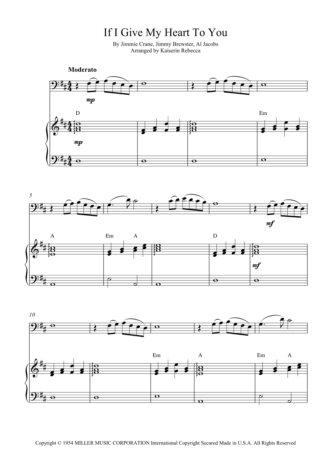 If I Give My Heart To You (arr. Kaiserin Rebecca)