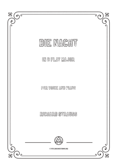 Richard Strauss-Die Nacht in B flat Major,for Voice and Piano (arr. MSM)