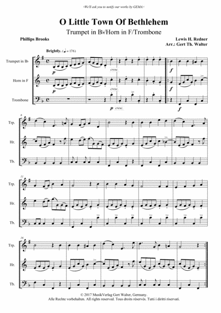 O Little Town Of Bethlehem (arr. Gert Th. Walter)