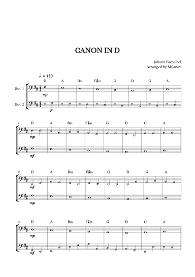 Canon in D | Pachelbel |  Bassoon Duet (arr. Milanov)