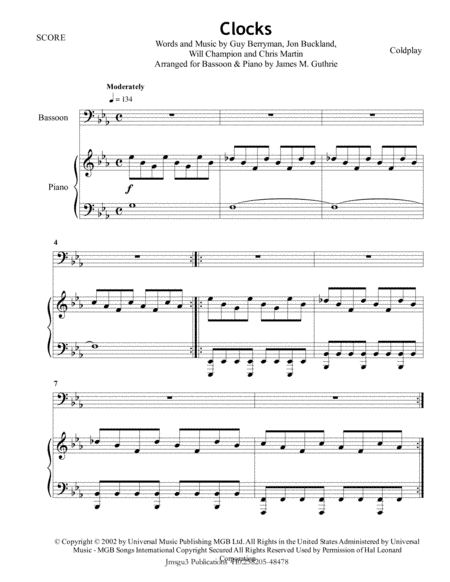 Clocks (arr. James M. Guthrie, ASCAP)