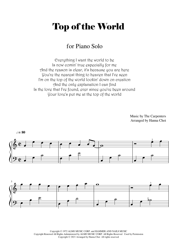 Top Of The World (arr. Hanna Choi)