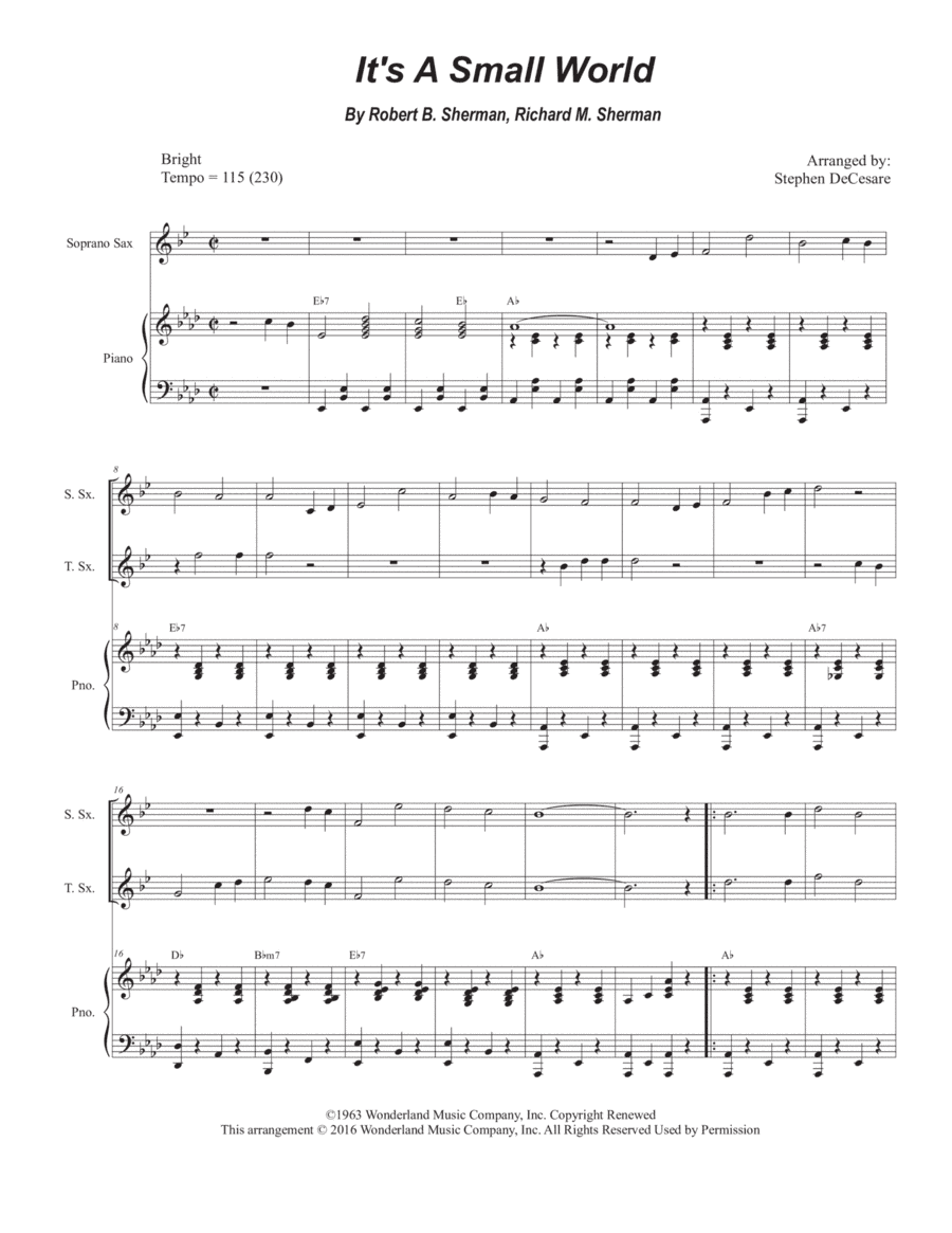 It's A Small World (arr. Stephen DeCesare)