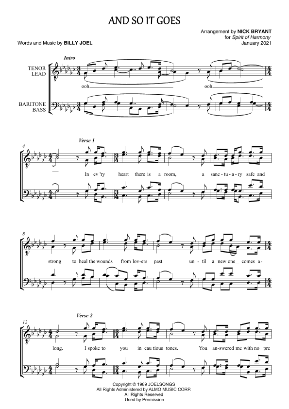 And So It Goes (arr. Nick Bryant)