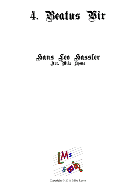 Beatus Vir - Cantiones Sacrae (Brass Quartet) (arr. Mike Lyons)