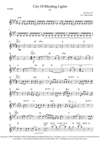 City Of Blinding Lights (arr. Fabio Britto)