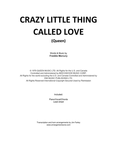 Crazy Little Thing Called Love (arr. Jim Farley - www.arrangementsone.com)