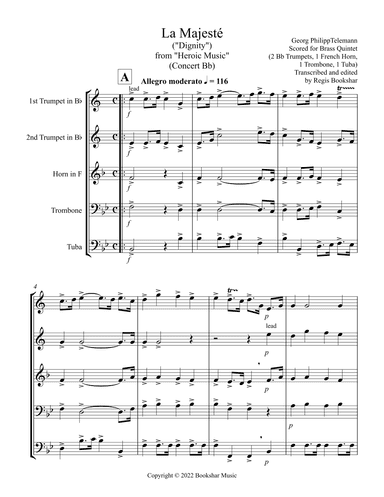 La Majeste (from "Heroic Music") (Bb) (Brass Quintet - 2 Trp, 1 Hrn, 1 Trb, 1 Tuba) (arr. Regis Bookshar)