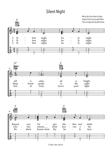 Silent Night - Ukulele TAB (arr. Alex Davis)