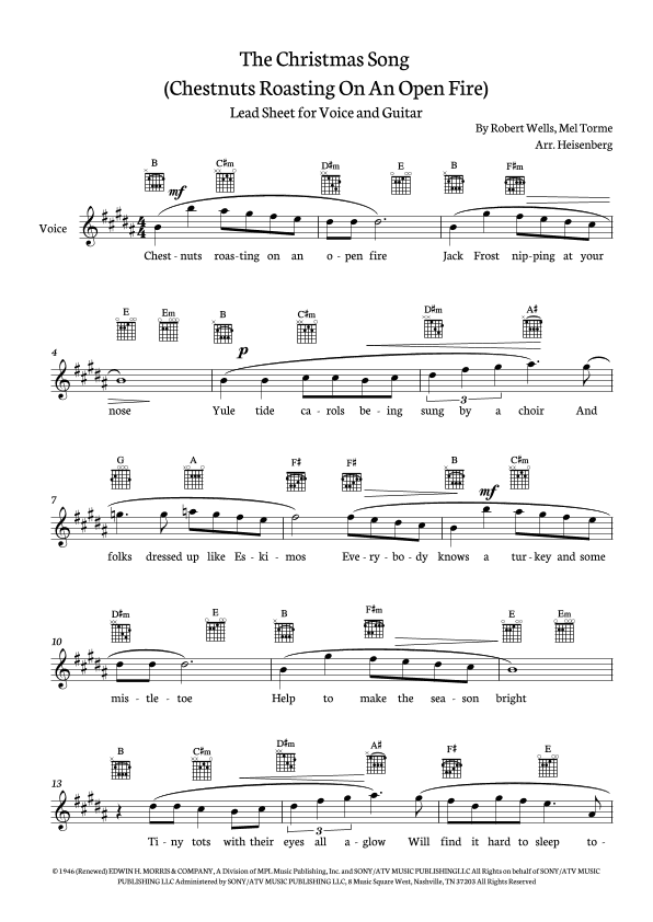 The Christmas Song (chestnuts Roasting On An Open Fire) (arr. Heisenberg)