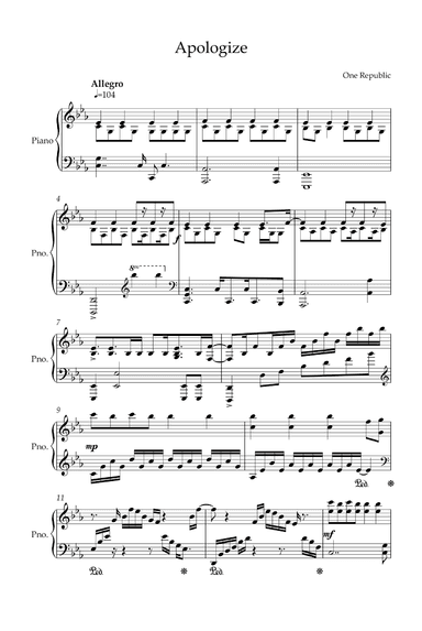 Apologize (arr. Ryan Tedder)