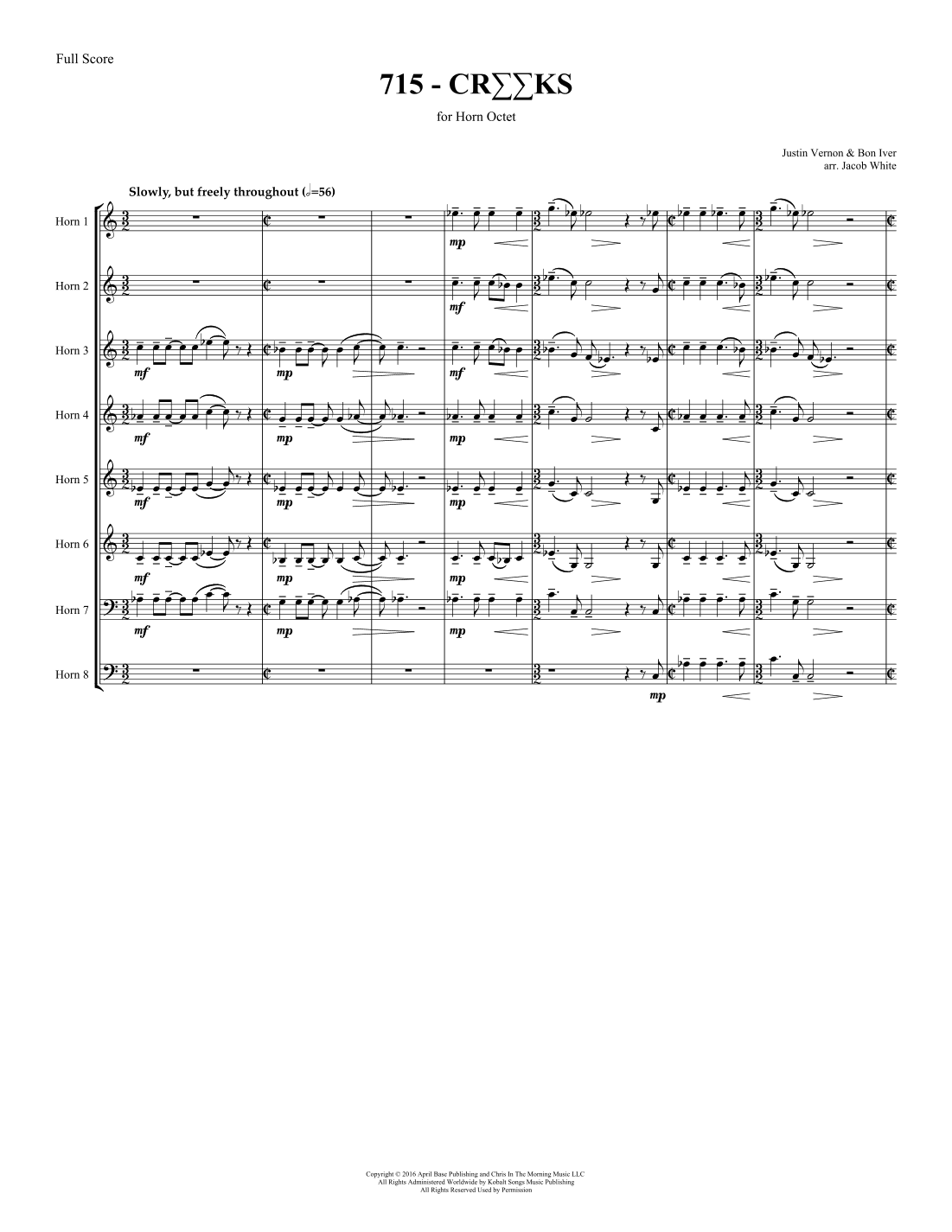 715 - Creeks (arr. Jacob White)