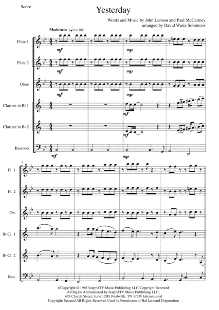 Yesterday (arr. David Warin Solomons)