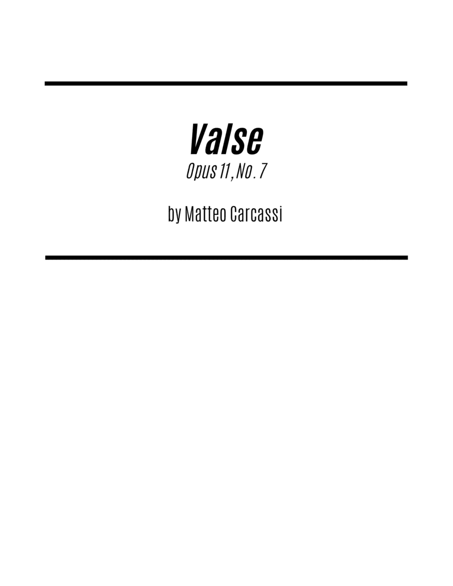 Valse (for Solo Guitar) (arr. Kenneth Pasciak)