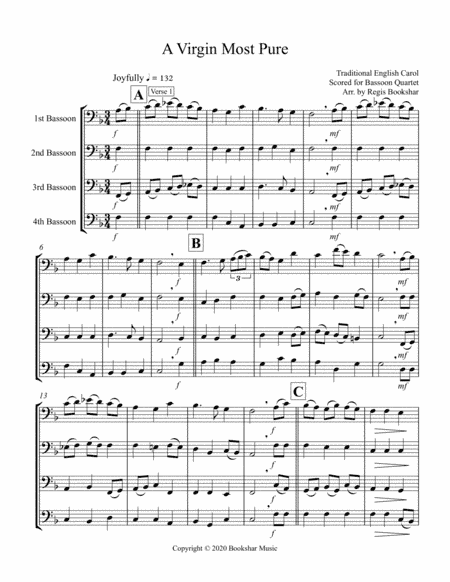 A Virgin Most Pure (Bassoon Quartet) (arr. Regis Bookshar)