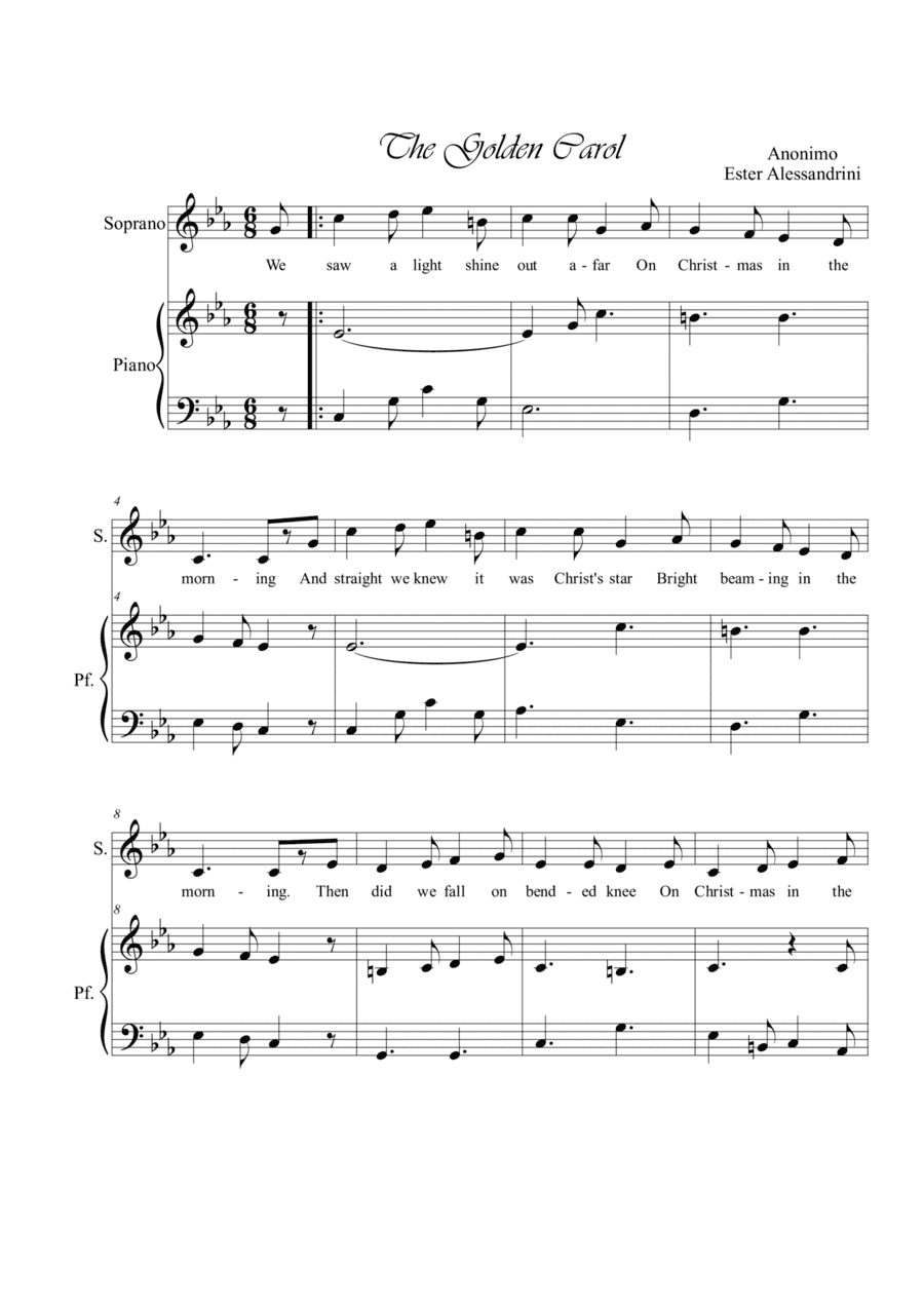 The golden carol. Singing and piano (arr. Ester Alessandrini)