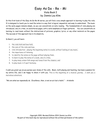 Easy As Do - Re - Mi, Book 1, Viola