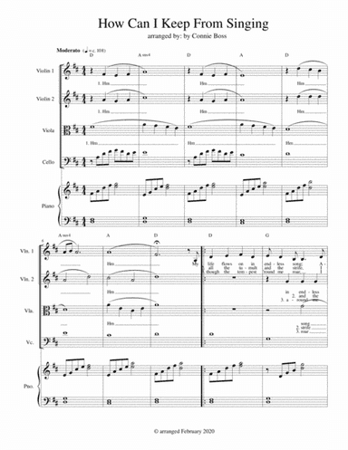 How Can I Keep From Sing - strings and piano (arr. Connie Boss)