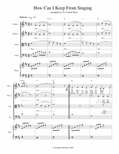 How Can I Keep From Sing - strings and piano (arr. Connie Boss)