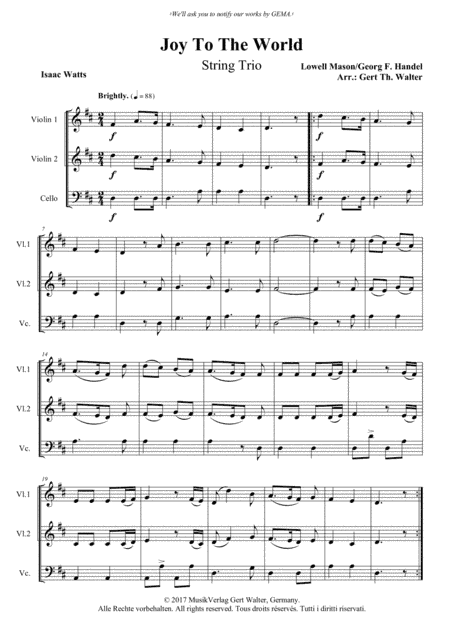Joy To The World (arr. Gert Th. Walter)