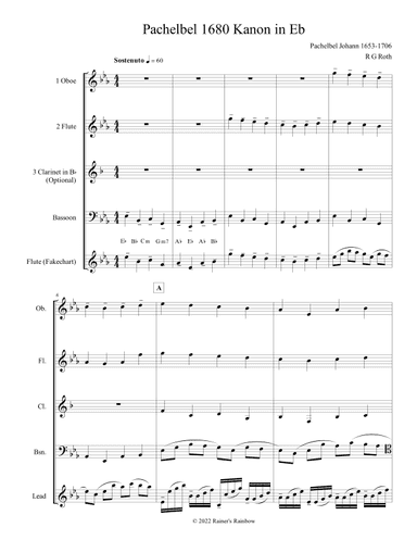 Pachelbel Canon in Eb Woodwind Quartet (arr. R G Roth)