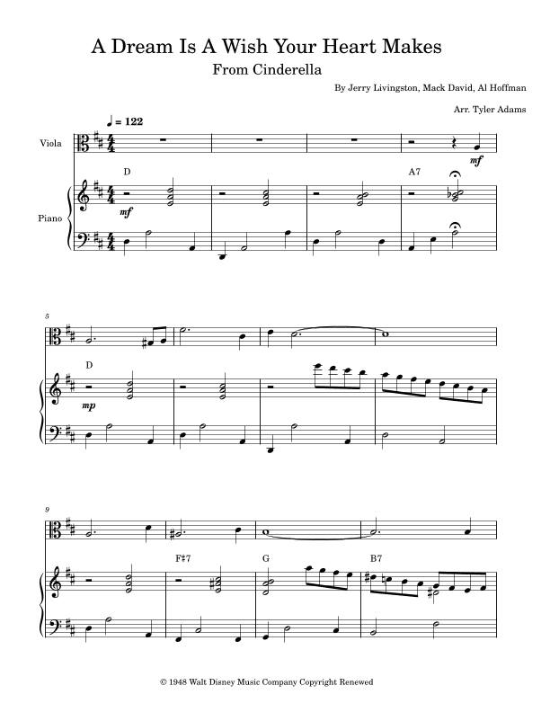 A Dream Is A Wish Your Heart Makes (arr. Tyler Adams)