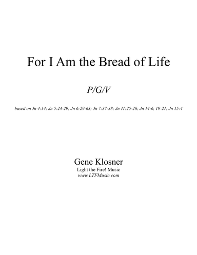 For I Am the Bread of Life [P/G/V]
