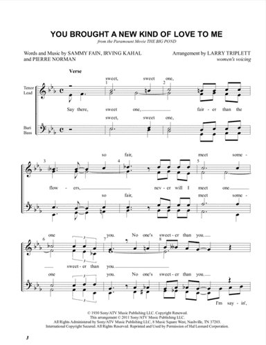 You Brought A New Kind Of Love To Me (arr. Larry Triplett)