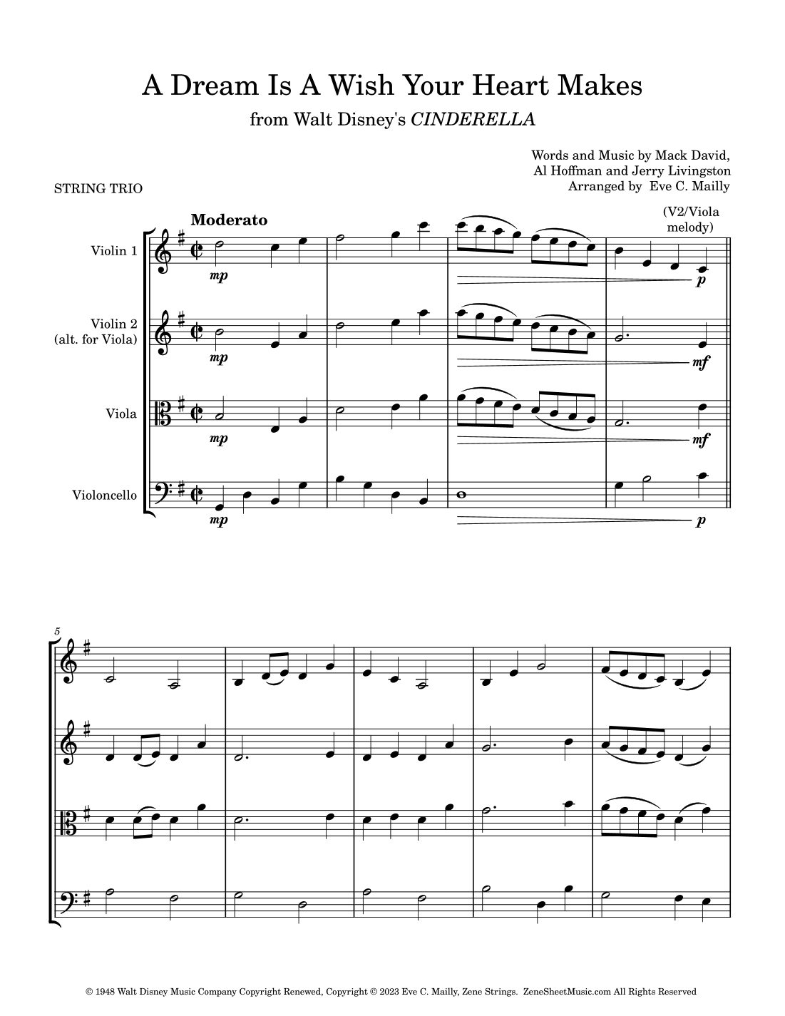 A Dream Is A Wish Your Heart Makes (arr. Eve C. Mailly - Zene Strings)