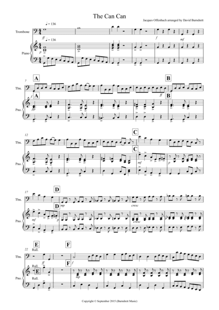 The Can Can for Trombone and Piano (arr. David Burndrett)