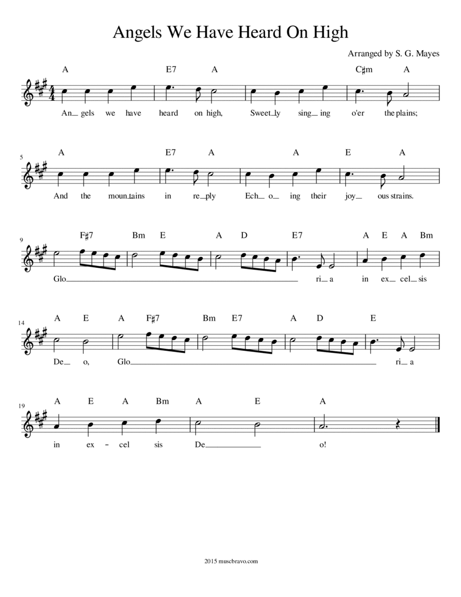 Angels We Have Heard On High Duet for Violin (2 parts) (arr. S.G. Mayes)