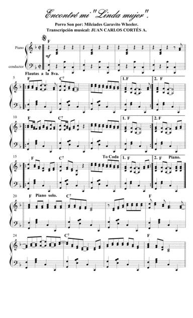Encontré mi "Linda Mujer". Porro Son por: Milciades Garavito Wheeler (arr. Juan Carlos Cortés A.)